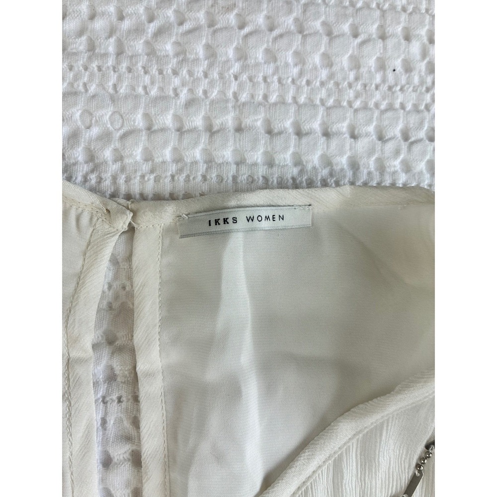 IKKS Shift Dress Mini White Metallic Beading Embellished Festival Women 38 or M - Picture 3 of 15